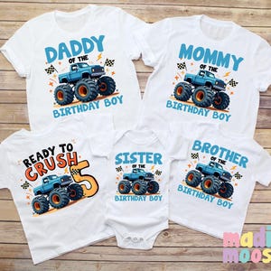 Monster Truck Birthday Shirts: Family Matching 4-Wheeling Tees