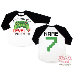 Seventh Birthday T-Shirt | Level 7 Unlocked | Gamer Birthday Shirt | 7th Birthday T-Shirt | Video Game Birthday Shirt | Boys Birthday Shirt