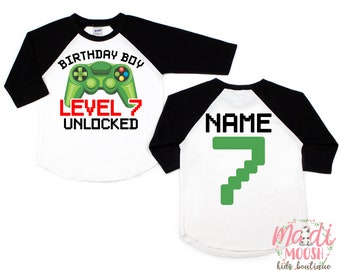 Seventh Birthday T-Shirt | Level 7 Unlocked | Gamer Birthday Shirt | 7th Birthday T-Shirt | Video Game Birthday Shirt | Boys Birthday Shirt