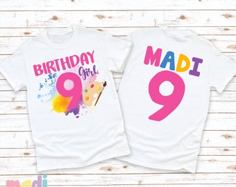 9th Paint Birthday Party Tee | Girls Ninth Paint Birthday Shirt | 9th Birthday Art Tee | Girls Birthday Tee