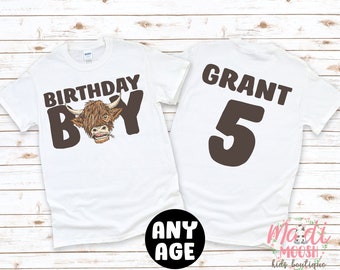 Farm Birthday Boy Shirt | Any Age Birthday Shirt | Holy Cow Birthday Tee | Highland Cow Birthday Shirt | Cow Birthday Boy Shirt