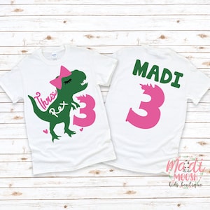Girls Three Rex Birthday Shirt | Dinosaur Birthday Shirt | 3 REX Birthday T Shirt | Girls 3rd Birthday Shirt | Kids Birthday Shirt