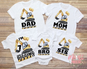 Matching Excavator Family Construction Birthday Shirt, Excavator Birthday Party, Matching Family Birthday Shirts, Boys Construction Birthday