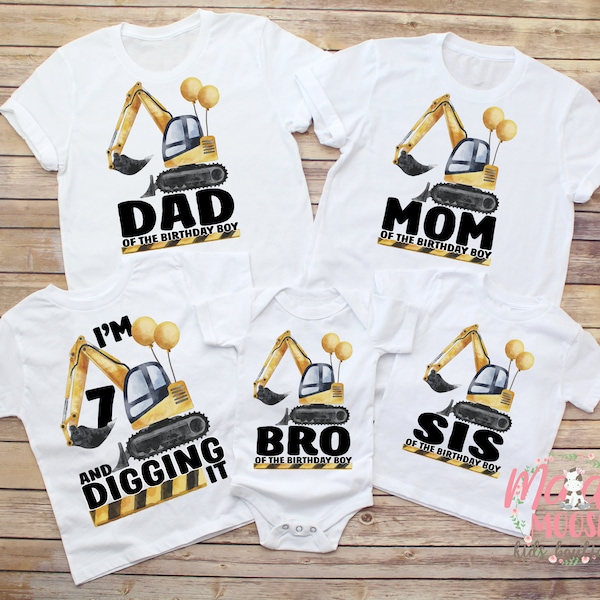 Family Construction Birthday Shirt, Excavator Birthday Party, Matching Family Birthday Shirts, Boys Construction Birthday Shirt