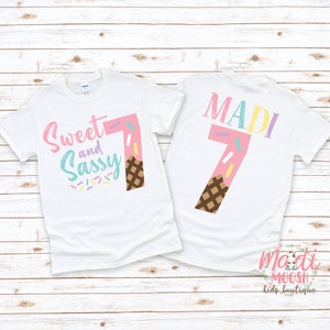Girls Sweet Sassy And Seven Ice Cream Birthday Shirt | Ice Cream Birthday Shirt | Sprinkles Birthday Shirt | Cute Girls Birthday Shirt
