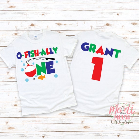 O Fish Ally One 1st Fishing Birthday Shirt - Kids Personalized Fish Bday Party Tee