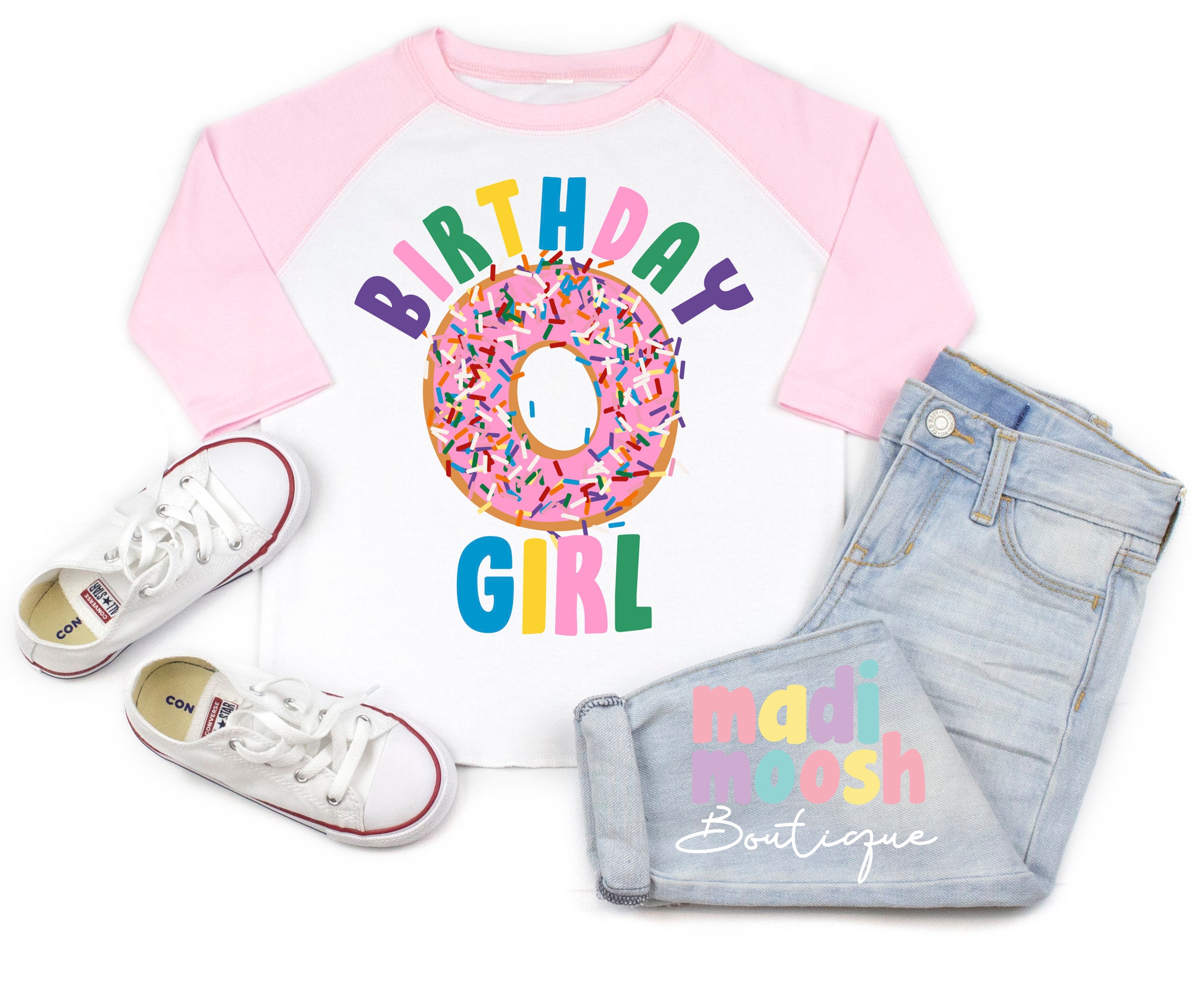 Donut Birthday Girl T-shirt Custom Age Birthday Shirt