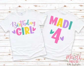 Chemise de fille d'anniversaire | Chemise d'anniversaire pour filles | Toute chemise d'anniversaire d'âge | Chemise d'anniversaire pour enfants | Chemise de fille d'anniversaire colorée