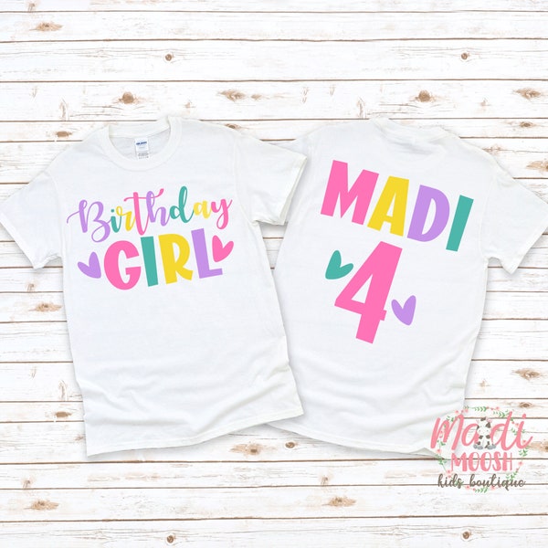 Birthday Girl Shirt | Girls Birthday Shirt | Any Age Birthday Shirt | Kids Birthday Shirt | Colorful Birthday Girl Shirt