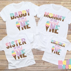 T-shirts d&#39;anniversaire Sweet One Ice Cream : t-shirts raglan assortis pour toute la famille