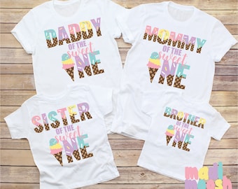 T-shirts Family Sweet One Icecream assortis pour le 1er anniversaire - T-shirts personnalisés pour le premier anniversaire