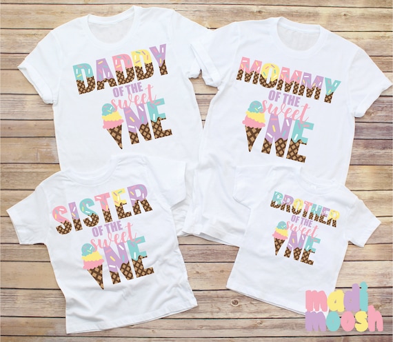 Ice Cream Cones Daddy Of The Birthday Sweetie T-Shirt Dad Ice Cream Cones Daddy Of The Birthday Sweetie T-Shirt Dad