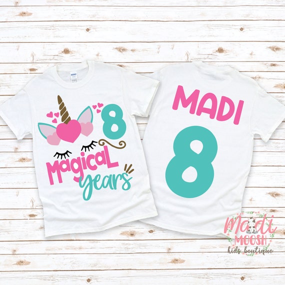Unicorn 8th Birthday Girl Shirt, Birthday Shirt 8 Unicorn 8th Birthday Girl Shirt, Birthday Shirt 8
