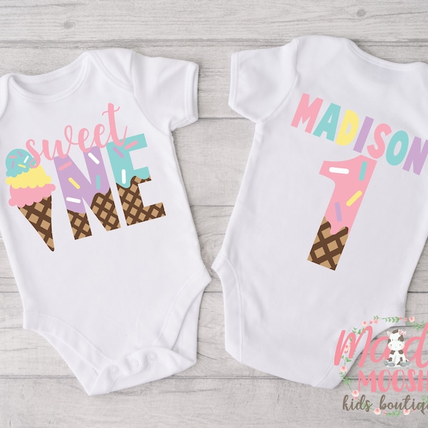 Sweet One Onesie ® | Sweet One Birthday Onesie | Ice Cream Birthday Onesie | First Birthday| 1st Birthday Onesie | Ice Cream Birthday