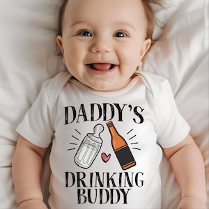 Daddy’s Drinking Buddy Baby Bodysuit • Funny Baby Shower Gift • Baby Bodysuit for Dad • Cute Baby Boy Outfit