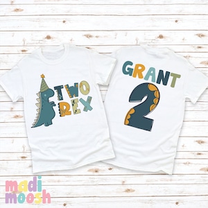 Two Rex Dinosaur 2nd T-Rex Birthday Shirt - Personalized Toddler Tee