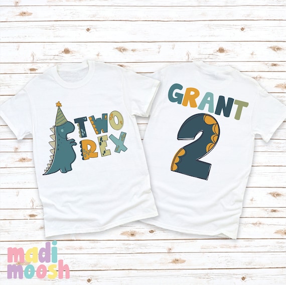 Two Rex Dinosaur 2nd T-Rex Birthday Shirt - Personalized Toddler Tee
