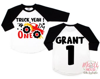 Truck Yeah I'm One Birthday Shirt | First Birthday Shirt | 1st Birthday Shirt | Monster Truck Birthday Shirt | Birthday Boy Shirt
