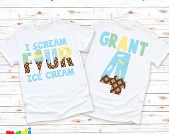 I Scream Four Ice Cream Birthday Tee | Boys Ice Cream Birthday Shirt | Kids Ice Cream Birthday | Fourth Birthday Tee | 4th Birthday Shirt
