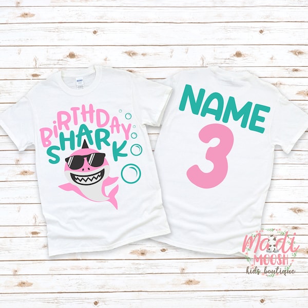 Shark Birthday Shirt | Girls Shark Birthday Shirt | Any Age Birthday T-Shirt | Girls Birthday Shirt | Birthday Girl Shirt