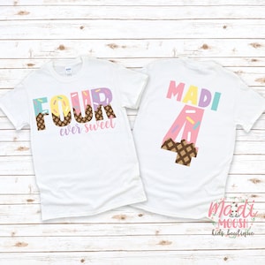 Four Ever Sweet Girls 4th Birthday Ice Cream Shirt