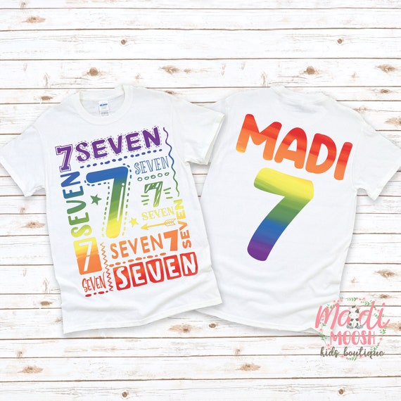 Rainbow Birthday Shirt | Seventh Birthday Shirt | 7th Birthday Shirt | Rainbow Theme Birthday | Birthday Girl Shirt