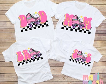 Personalized Family Skate Party Birthday Tees - Roller Skating Mom and Dad Matching Birthday Shirts