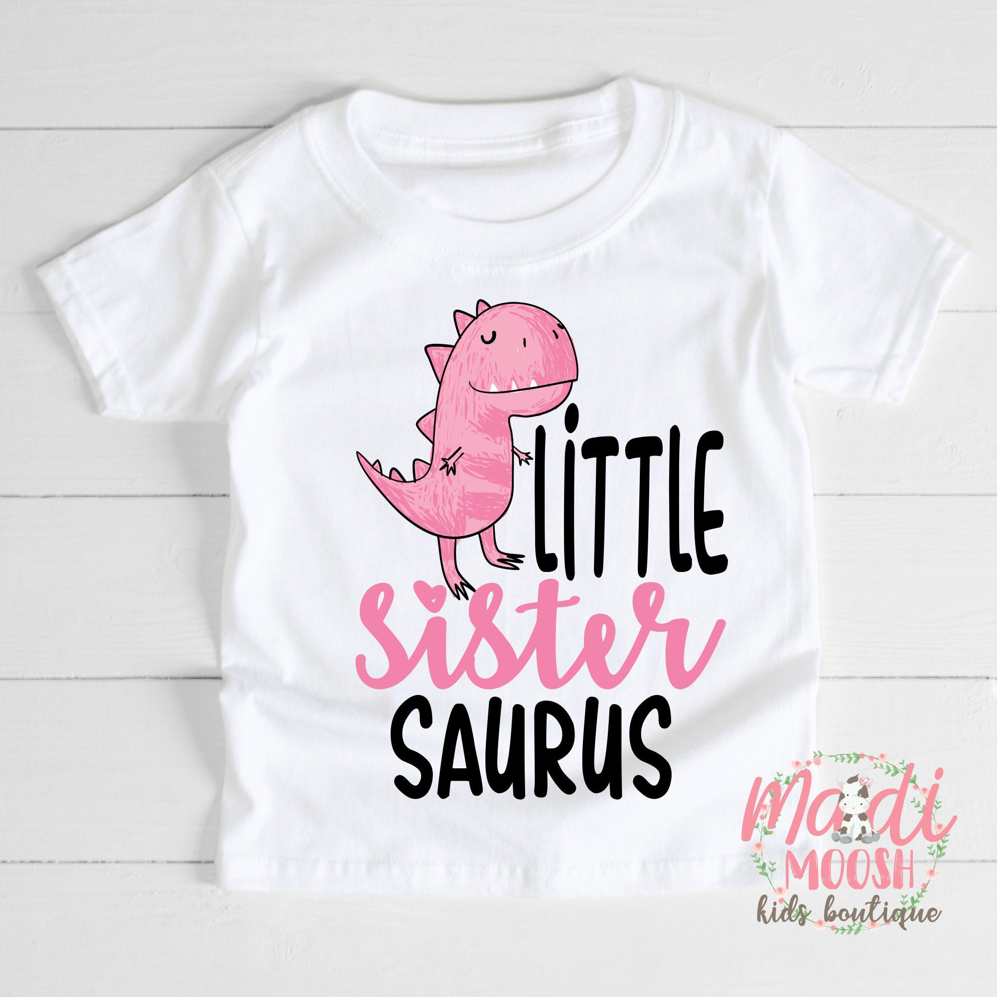 Little Sister Saurus Shirt Dinosaur 