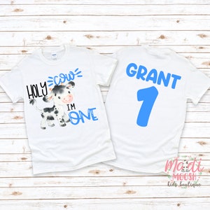 Holy Cow I'm One Birthday Shirt | First Birthday Shirt | 1st Birthday Shirt | Cow Birthday Shirt | Birthday Boy Shirt | Farm Birthday