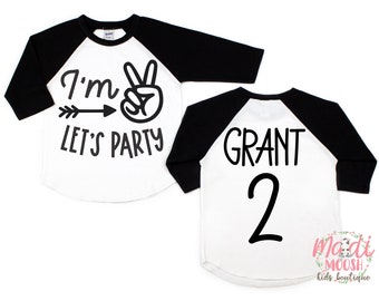 Second Birthday Shirt | Boys Second Birthday Shirt | I'm Two Let's Party Birthday Shirt | 2nd  Birthday Shirt | Birthday Boy Shirt