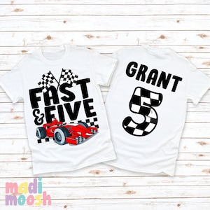 5e anniversaire de voiture de course Fast and Five | Chemise anniversaire piste de course | de course anniversaire garçon | T-shirt 3e anniversaire