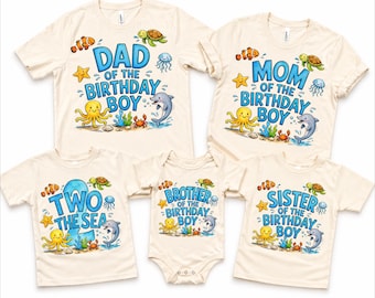 Two The Sea Birthday Boy Family Matching Shirts – Ocean Theme Set – Mom Dad Brother Sister Baby Tees