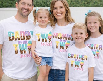 Two Sweet Icecream 2nd Birthday Shirts - Matching Family Custom Bday Tees For Second Birthday
