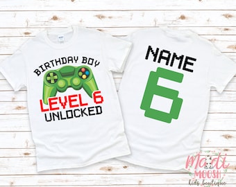 Sixth Birthday T-Shirt | Level 6 Unlocked | Gamer Birthday Shirt | 6th Birthday T-Shirt | Video Game Birthday Shirt | Boys Birthday Shirt