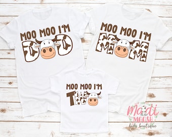 Moo Moo I'm Two Birthday Shirt Toddler Girl Outfit – 2nd Birthday Cow Theme Farm Animal Tee