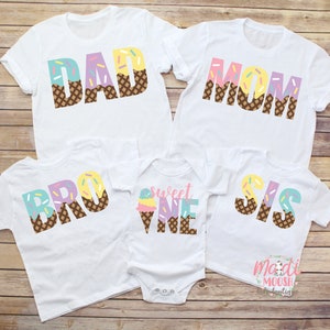 Sweet Family Ice Cream Theme Birthday Shirts, Mom Dad Bro Sis Family Ice Cream Birthday Shirts, Matching Ice Cream Birthday Shirts
