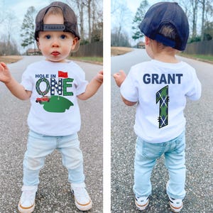 Golf Hole-In-One 1st Birthday Shirt | Kids Golfing Birthday Tee | 1st Birthday Shirt | Personalized Shirt