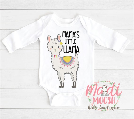 Baby And Toddler Girls Short Sleeve 'Mommy Makes Me Smile' Llama