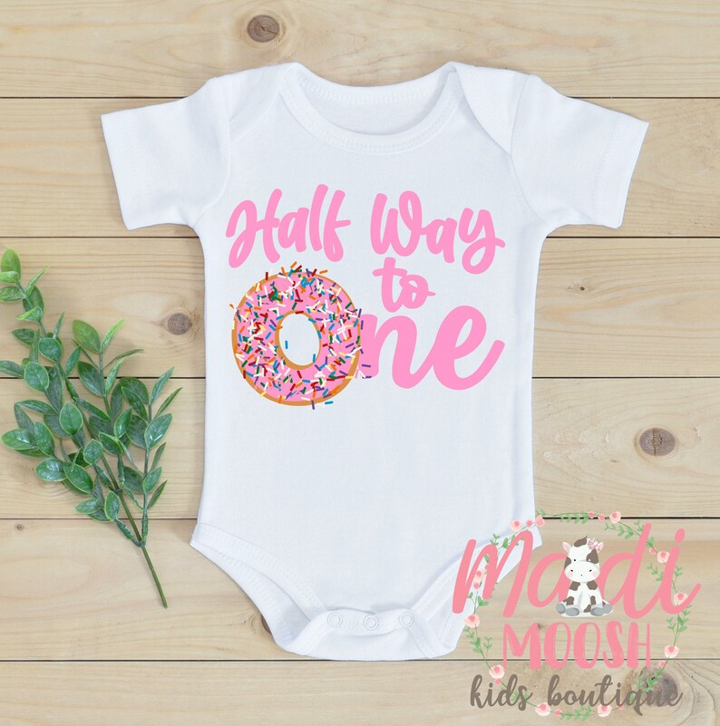 Half Way to One Onesies® Bodysuit Donut Birthday Onesie Etsy UK