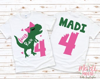 Four Rex Birthday Shirt | Dinosaur Birthday Shirt | 4th Birthday T Shirt | Girls Birthday Shirt | Girls Fourth Birthday Shirt
