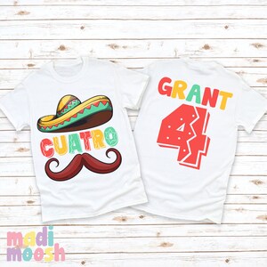 Boys Cuatro Fiesta Birthday Shirt: Taco Party 4th Birthday Tee