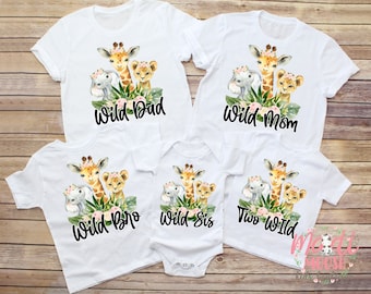 Safari Birthday Theme Shirts, Two Wild Matching Birthday Shirt, Wild Family Theme Birthday Shirt, Zoo Theme Wild Animal Birthday Shirt