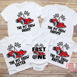 Family Racecar Pit Crew Shirts, Fast One Shirts, Racing Birthday Shirt, 1st Birthday Shirt, Pit Crew Birthday Shirt, Two Fast Birthday Shirt