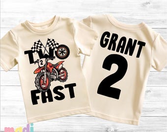 Two Fast Birthday Motocross 2nd Birthday Shirt | Motocross Birthday Shirt | 2nd Birthday T-Shirt | Dirt Bike Birthday Shirt