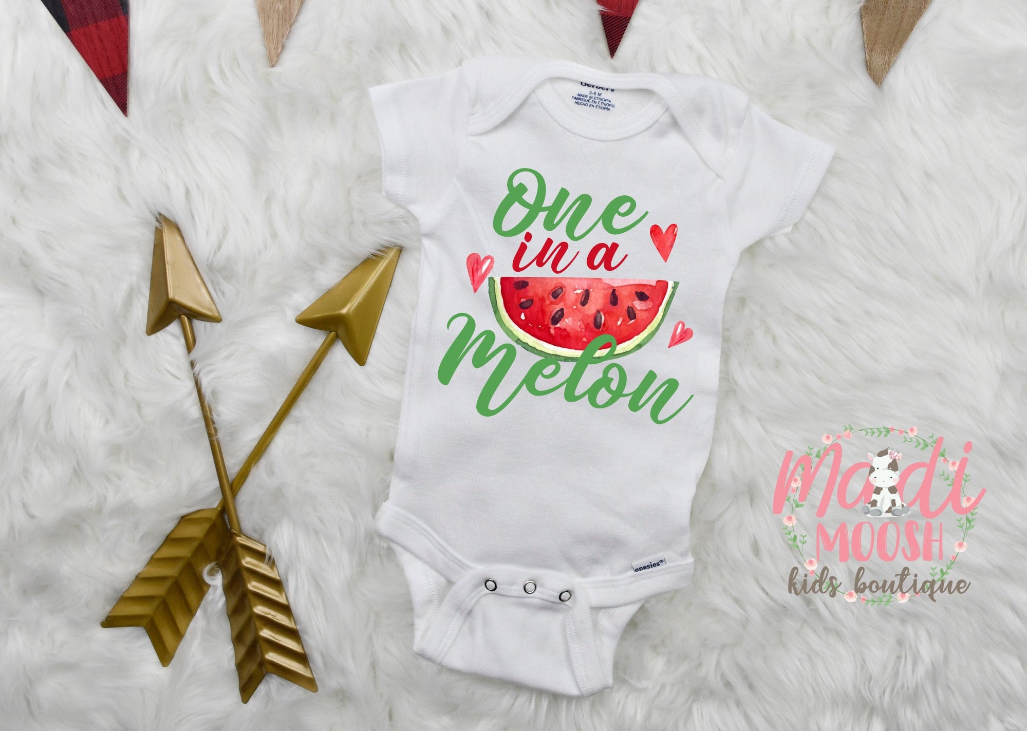 One In A Melon Bodysuit / Watermelon Bodysuit / 1st Birthday Bodysuit