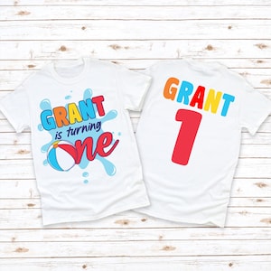 Personalized Beach Ball 1st Birthday Shirt: Pool Party Tee