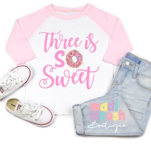 Three Is So Sweet Birthday Shirt | Donut Birthday Shirt | 3rd Donut Birthday T-Shirt | Donut Birthday | Toddler Birthday Shirt