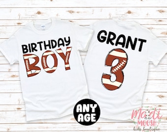 Personalized Football Birthday Shirt for Boys – Kids Sports Birthday Tee, Custom Football Party Outfit