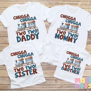 Chugga Chugga Two Two Train Family Birthday Shirts |  Choo Choo Train Birthday Shirts | Mom And Dad Train Birthday Shirts | Birthday Boy Tee