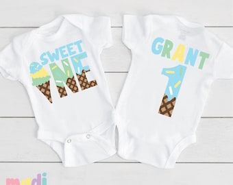 Sweet One Ice Cream Birthday Shirt for Boys | 1st Birthday Bodysuit | Ice Cream Party Tee | First Birthday Outfit